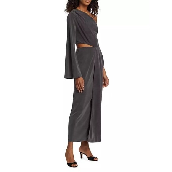 Something Navy One Shoulder Gown in Black Medium Womens Long Maxi Dress - Picture 15 of 16